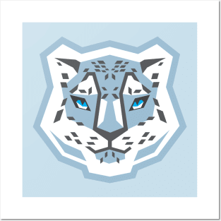 snow leopard geometric Posters and Art